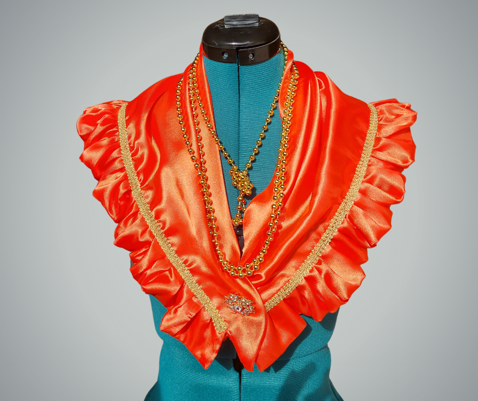 Traditional Foula With Ruffles Orange Foula