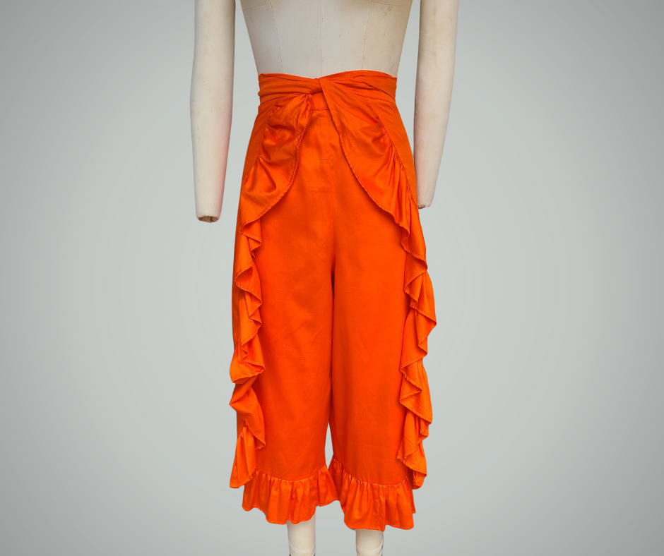 Cascading Ruffles - Midi One Size Fits Most / Neon Orange Wrap Pant