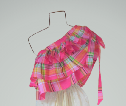 Layered Top Pink Madras Skirt