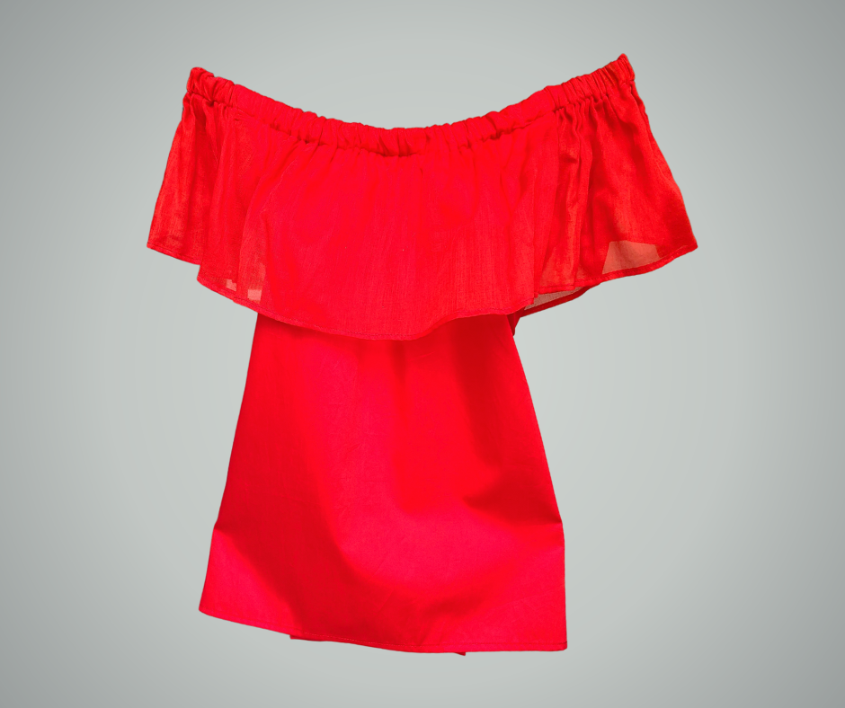 Plane Off-Shoulder Blouse Red Off Shoulder Blouse