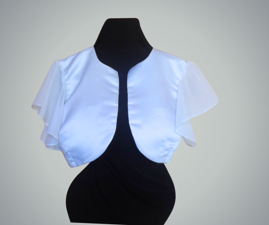 Flutter Sleeve Bolero - White S Blouse