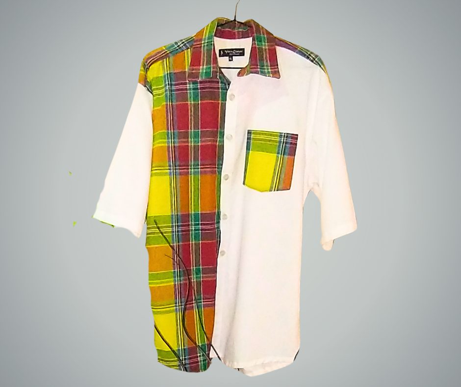 Single Side Madras Men’s Shirt White Men’s Shirt