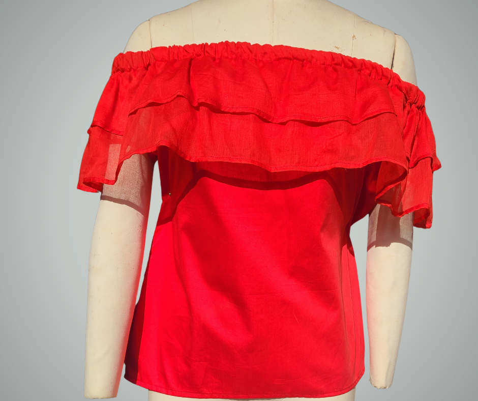 Double Off-Shoulder Blouse Red Off Shoulder Blouse