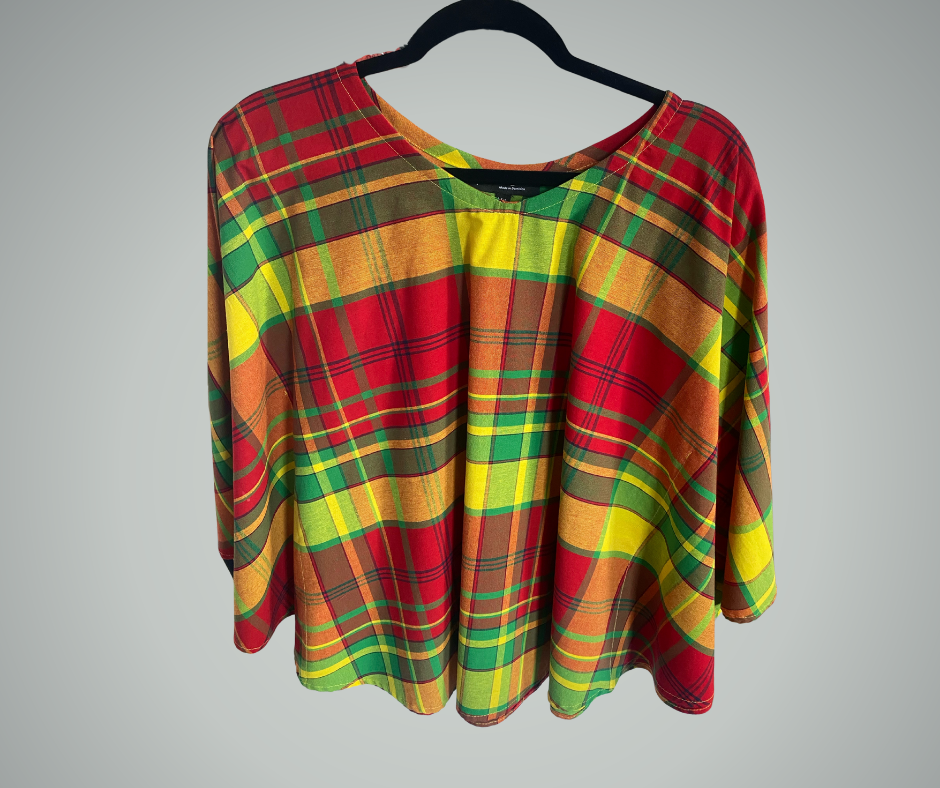 Madras Poncho blouse