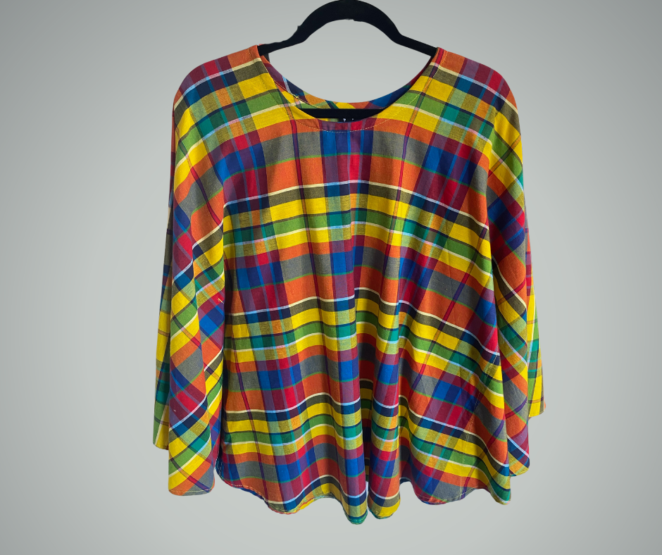 Madras Poncho blouse