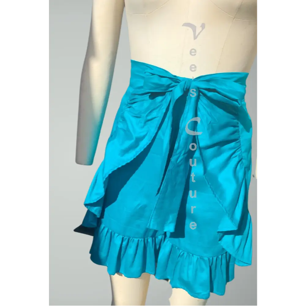 Cascading Ruffles - Short Blue / White Wrap Pant