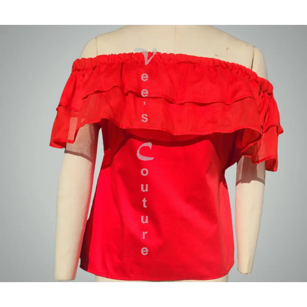 Double Off-Shoulder Blouse Red Off Shoulder Blouse