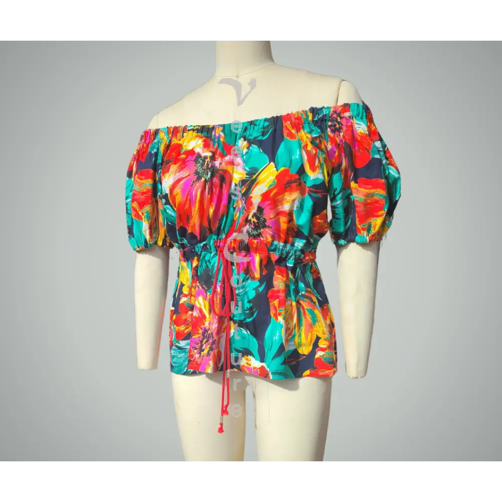 Floral Off-Shoulder Blouse Black Off Shoulder Blouse