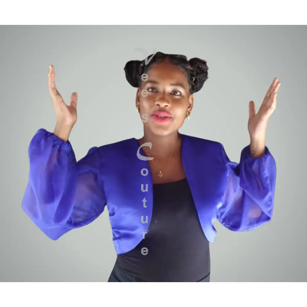 Long Sleeve Bolero - Blue Top