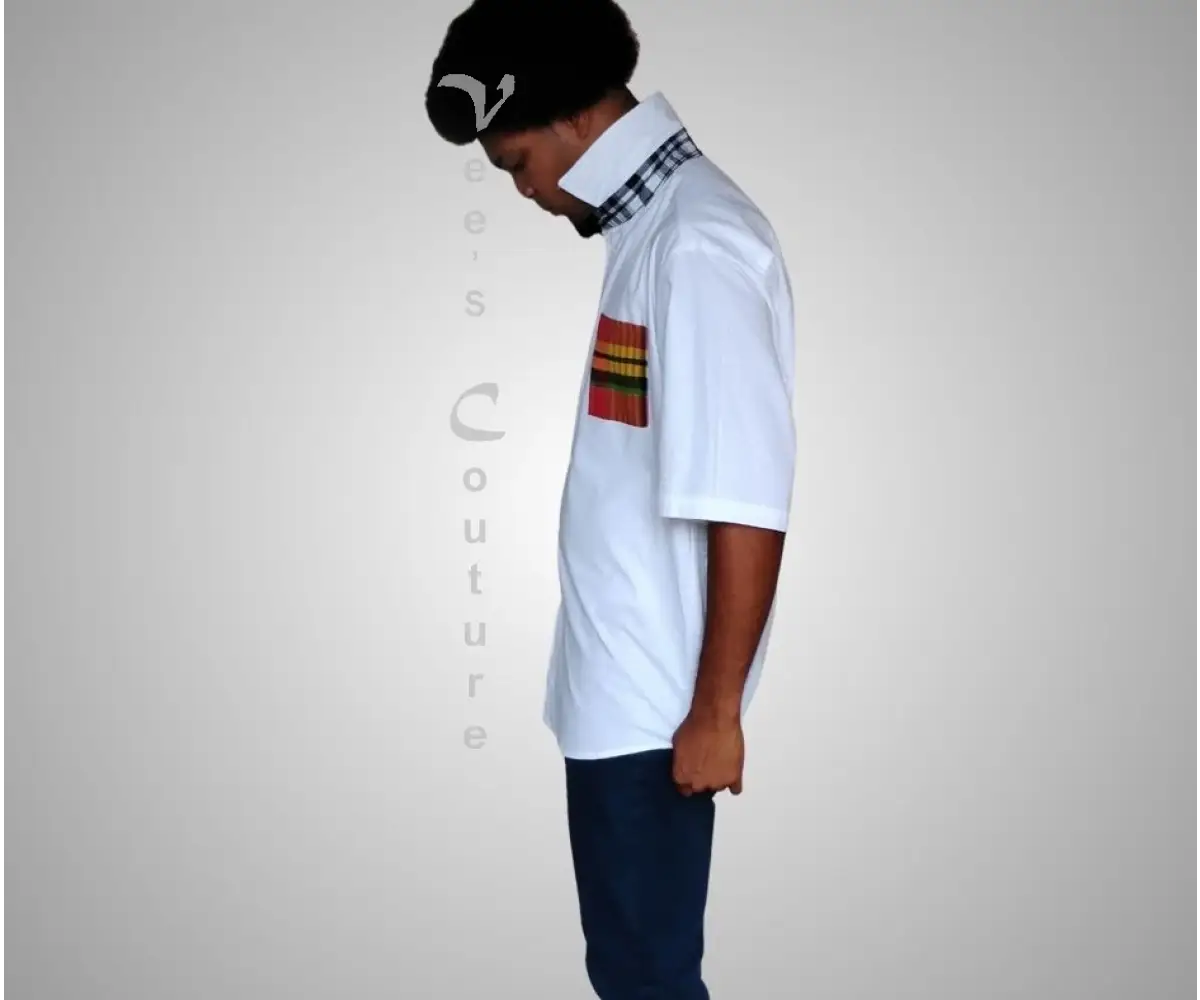Madras Patchwork Button-Down - White MEN’S SHIRT