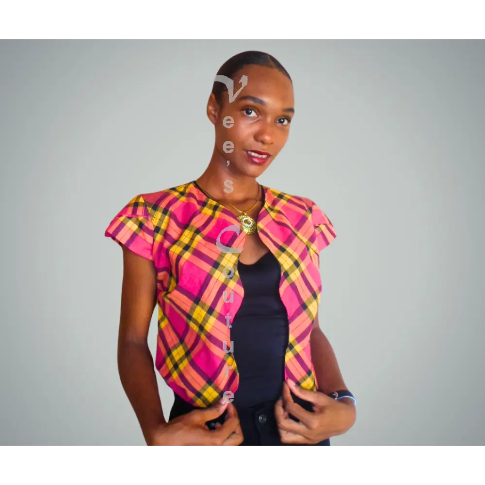 Pink Madras Bolero S / Bolero