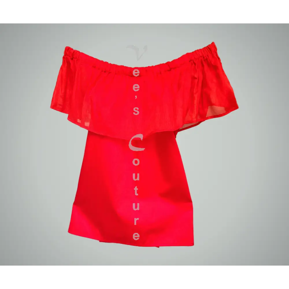 Plane Off-Shoulder Blouse Red Off Shoulder Blouse