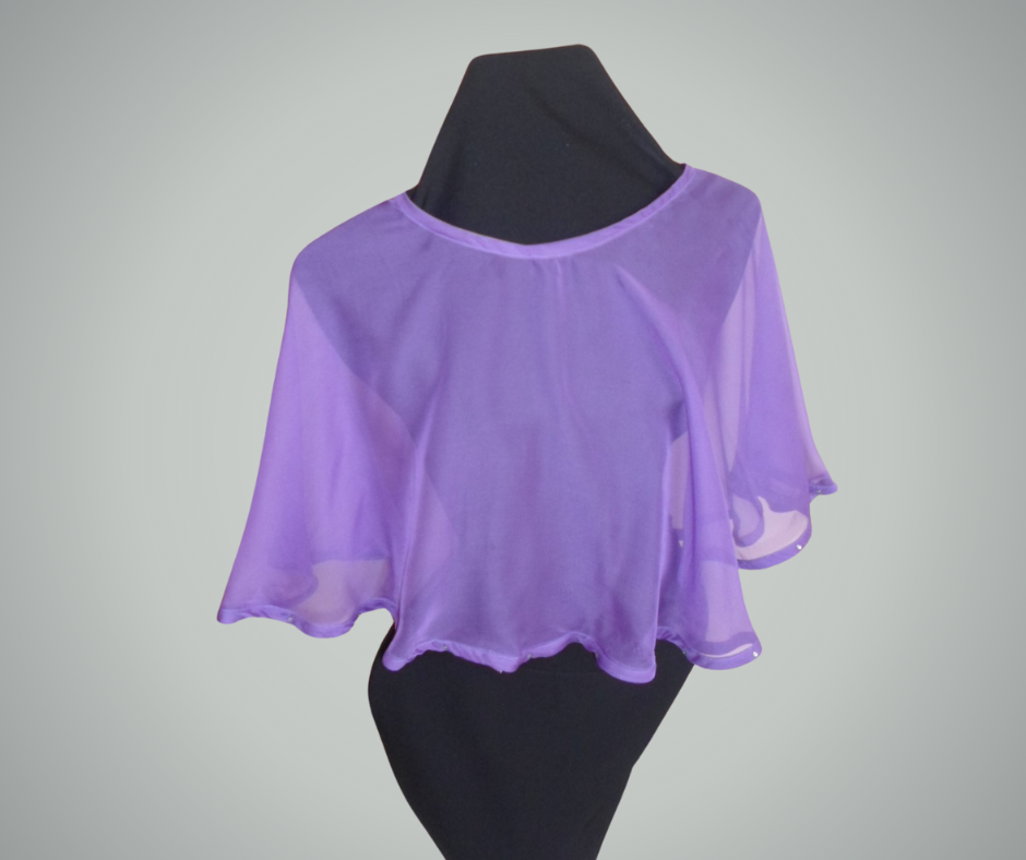 Half Size Ponchos Purple With Rhinestone Accents Top