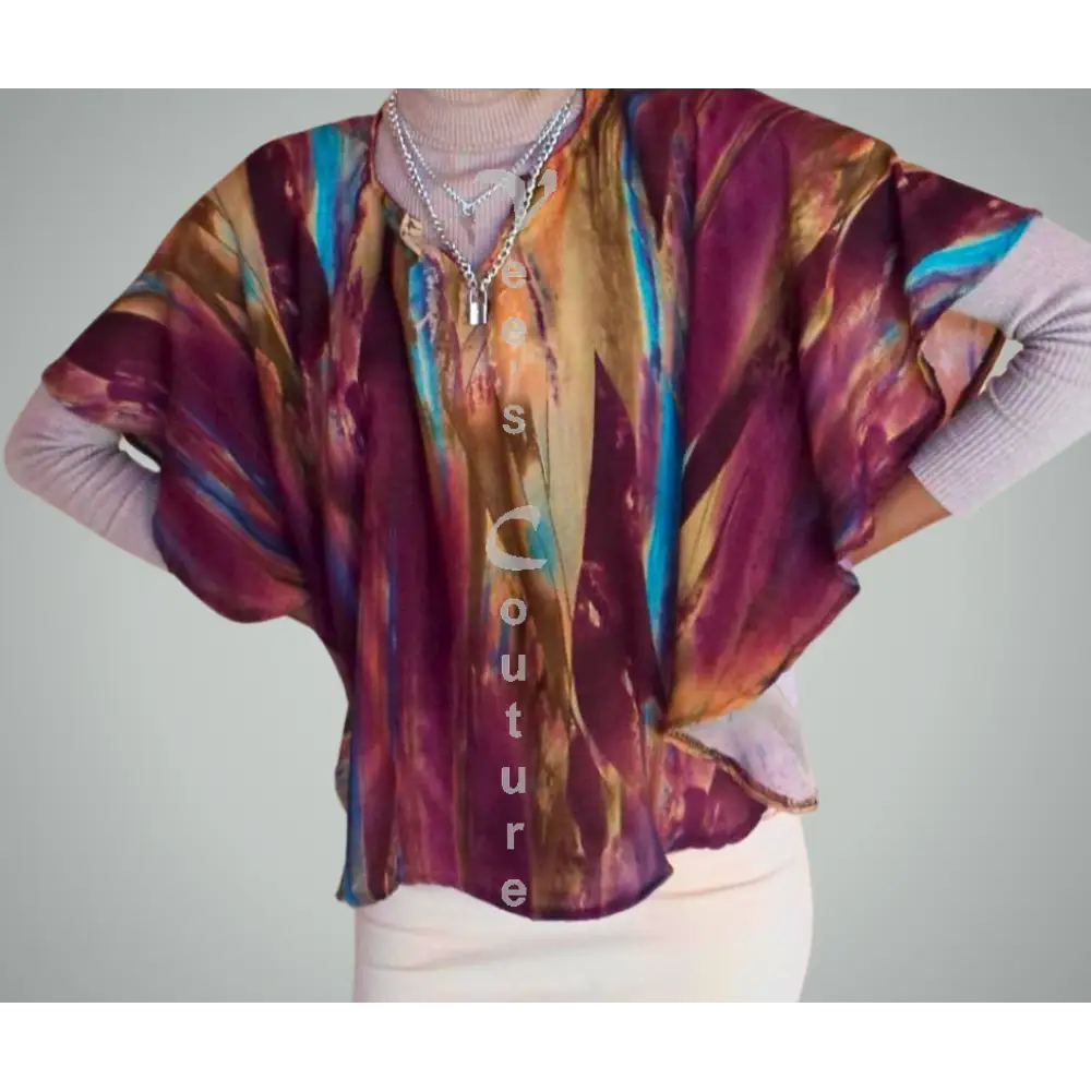 Splash Mix Poncho Nude Blouse