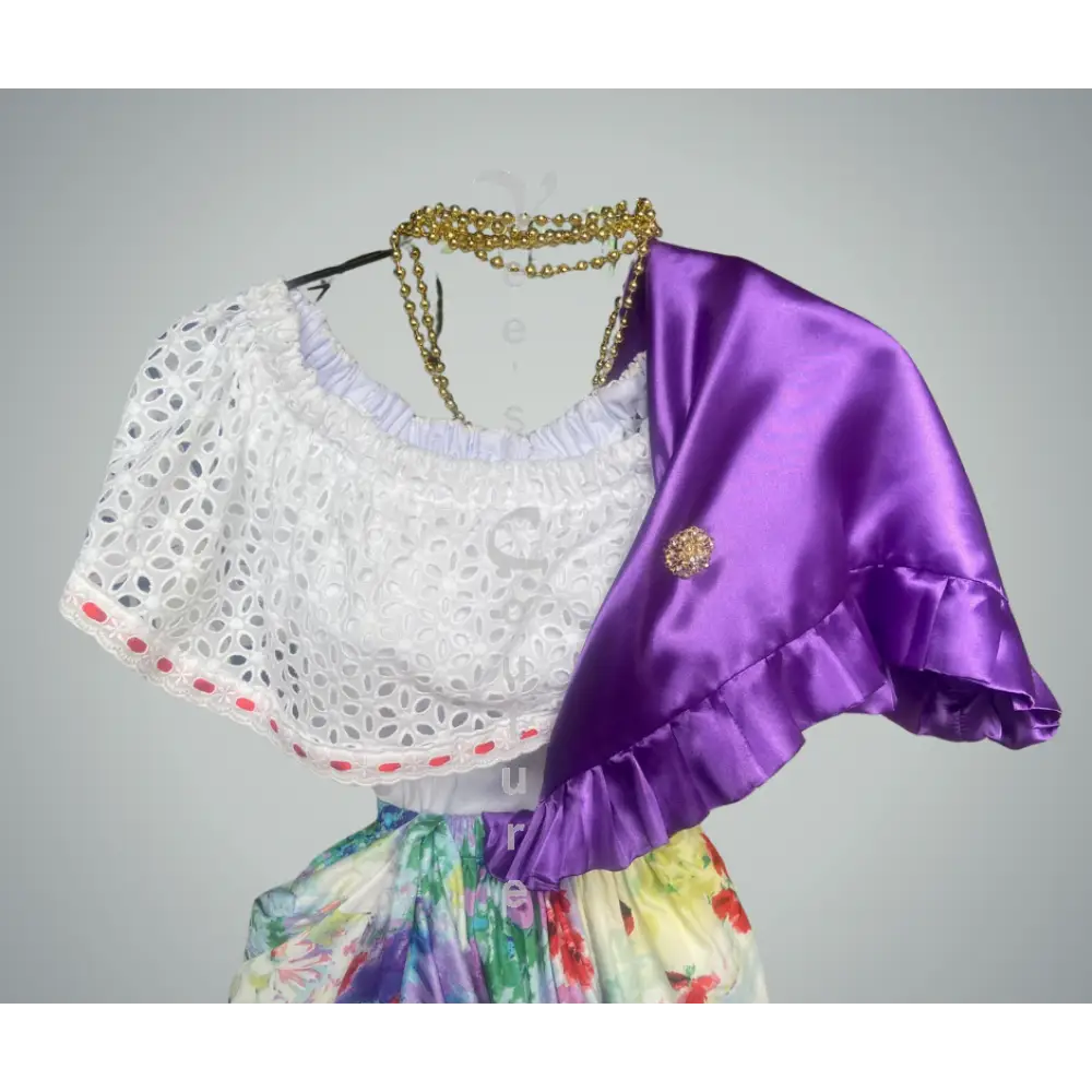 Traditional Foula With Ruffles Purple Foula