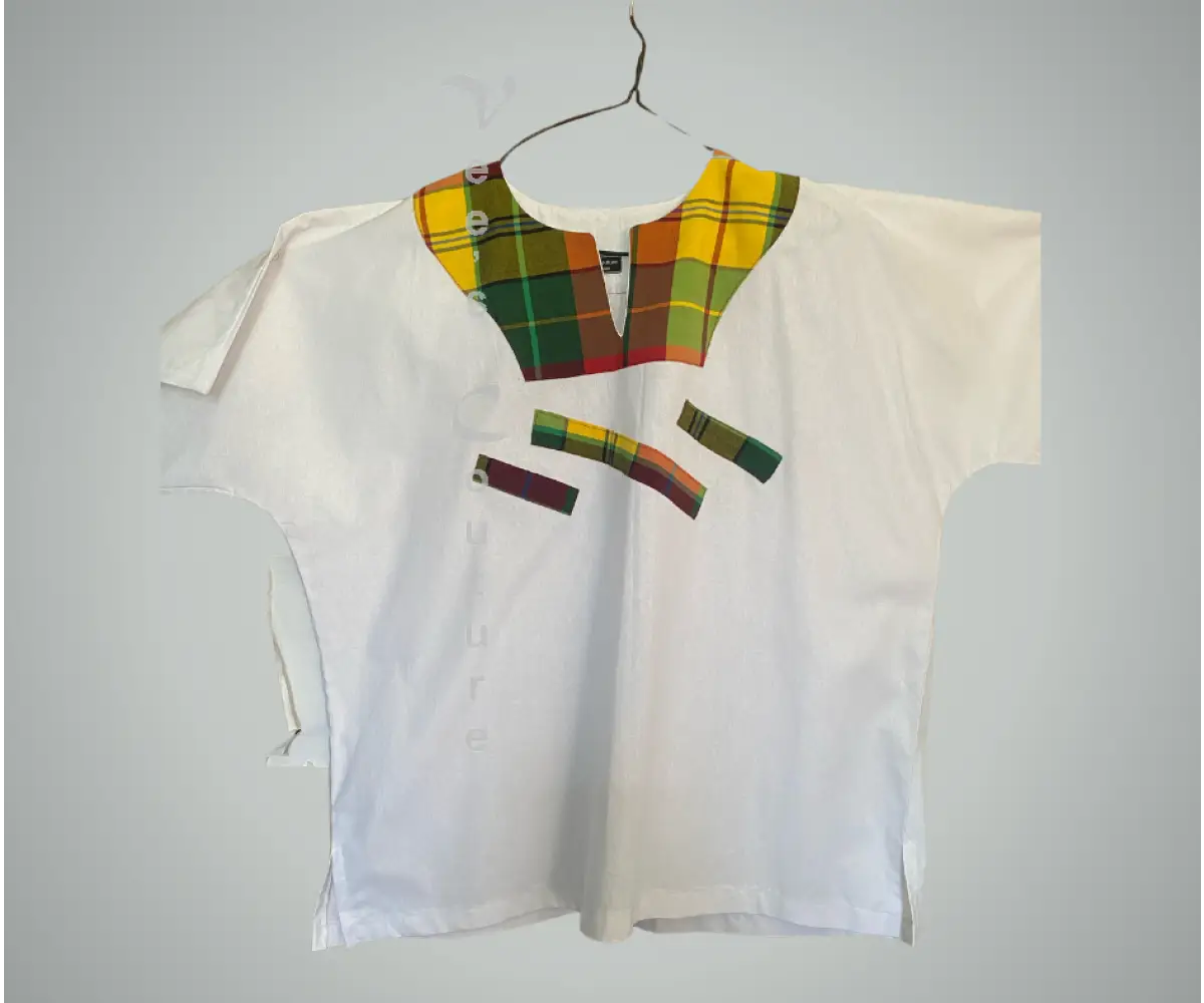 White Cotton W/ Madras Men Shirt Explosion / L/Xl Men’s Shirt